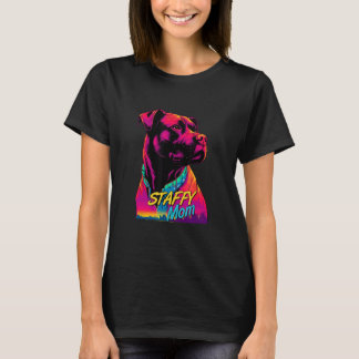 Vaporwave American Staffordshire Terrier Mom Futur T-Shirt