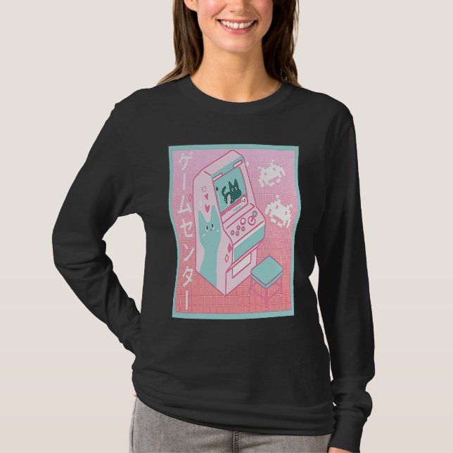 Vaporwave Arcade Center Retro 80's 90's Japanese O T-Shirt (Vorderseite)