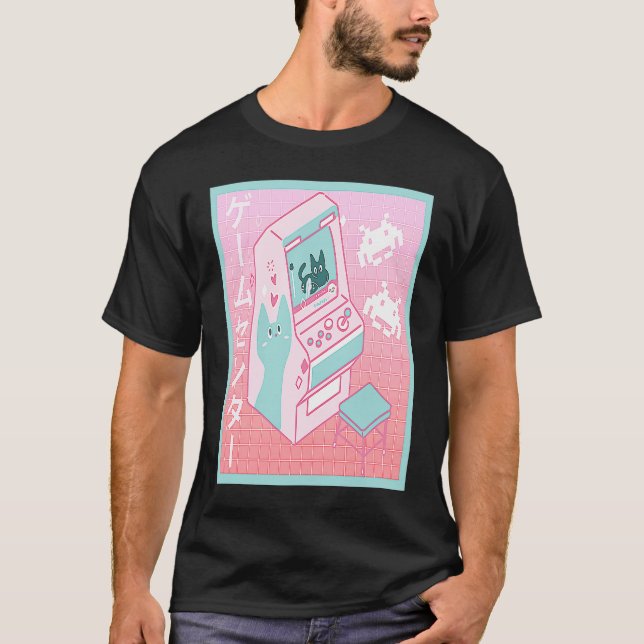 Vaporwave Arcade Center Retro 80's 90's Japanese O T-Shirt (Vorderseite)
