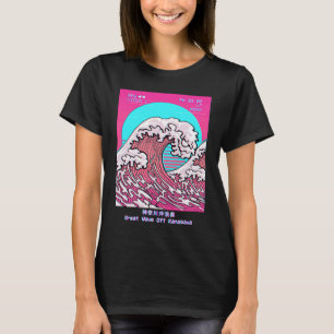 Vaporwave-Ästhetik Große Welle vor Kanagawa Retro  T-Shirt