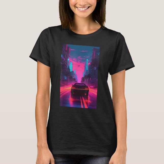 Vaporwave-Ästhetik Outrun Synthwave Retrowave T-Shirt (Vorderseite)