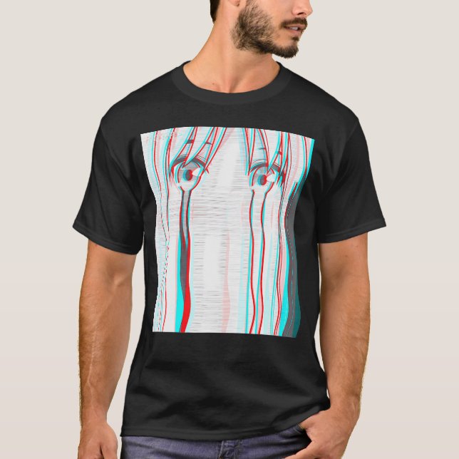Vaporwave Ästhetik Sad Anime Girl Anime Eyes Eboy T-Shirt (Vorderseite)