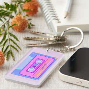 Vaporwave ästhetische Retro Pink 90er Audio Casse Schlüsselanhänger