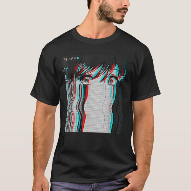 Vaporwave ästhetische Sad Anime Girl Retro Eboy Eg T-Shirt (Vorderseite)