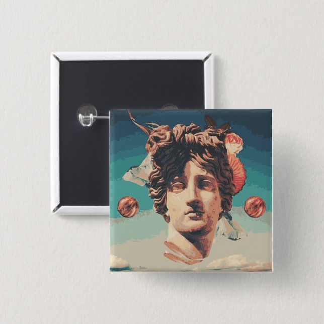 Vaporwave ästhetischer Statue-Knopf Button (Vorne & Hinten)