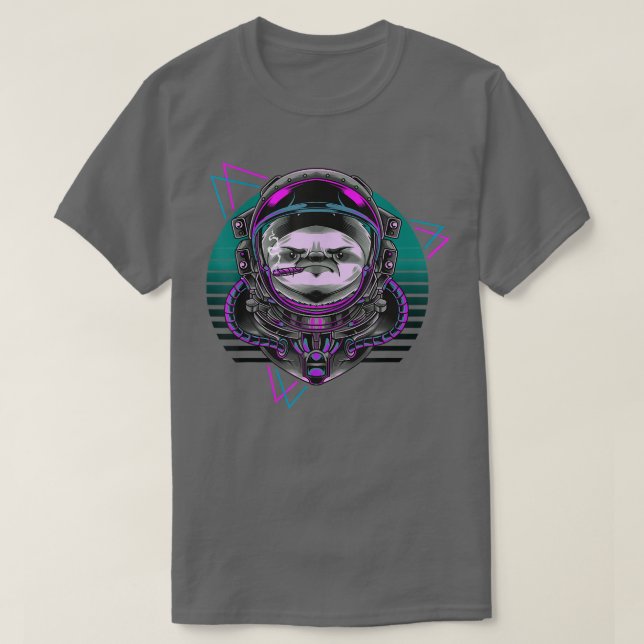 Vaporwave Astronaut Synthwave 80er Art Sloth Retro T-Shirt (Design vorne)