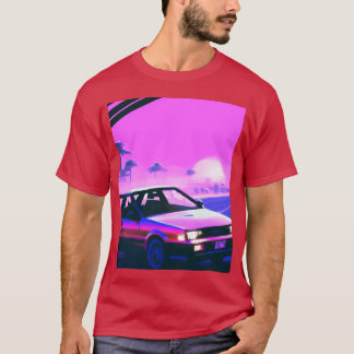Vaporwave-Auto-Synthwave-Sonnenuntergang Mädchen R T-Shirt