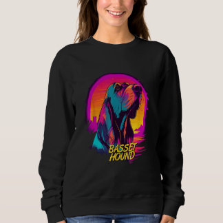 Vaporwave Basset Hound Retro Futuristischer Basset Sweatshirt