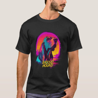 Vaporwave Basset Hound Retro Futuristischer Basset T-Shirt