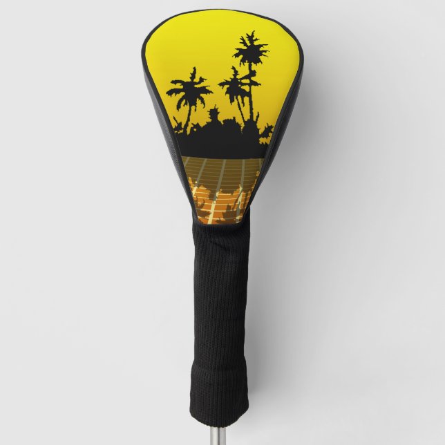 Vaporwave Bright Yellow Tropical Golf Head Cover Golf Headcover (Vorderseite)
