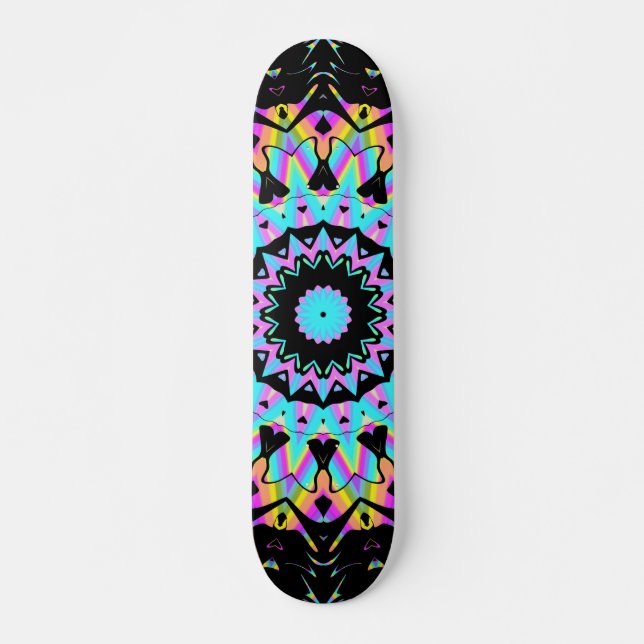 Vaporwave candy colored mandala skateboard (Vorne)
