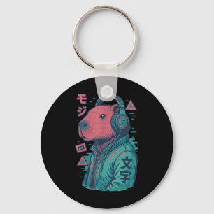 Vaporwave Capybara Japanisch Art Anime Manga Ukiyo Schlüsselanhänger