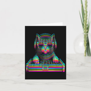 Vaporwave Cat Dj Techno Rave Edm Music Concept Par Karte