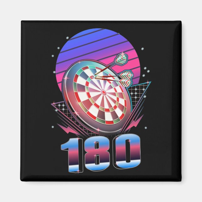 Vaporwave Dart Throwing Dartboard 180 Darts Magnet (Vorne)