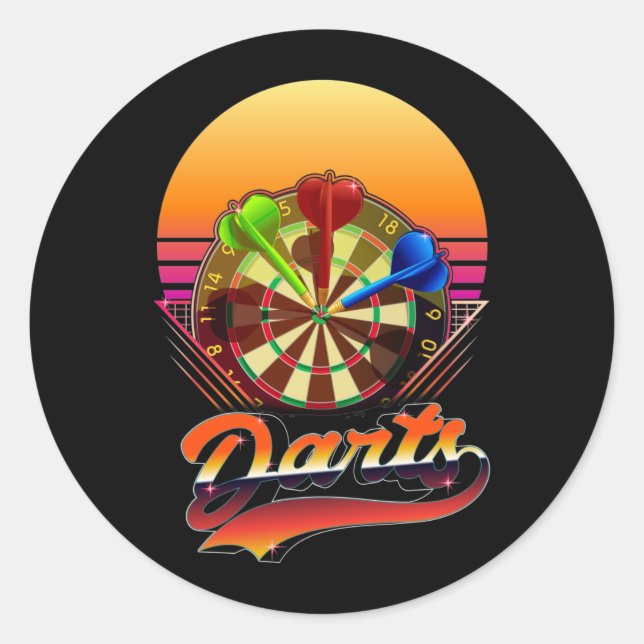 Vaporwave Dart Throwing Dartboard Bullseye Darts Runder Aufkleber (Vorderseite)
