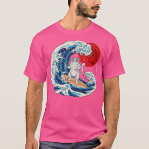 Vaporwave Der japanische Neko Great Cat Wave Sushi T-Shirt
