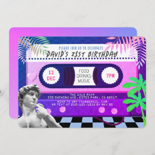 Vaporwave Future Funk Cassette Tape Geburtstag Einladung