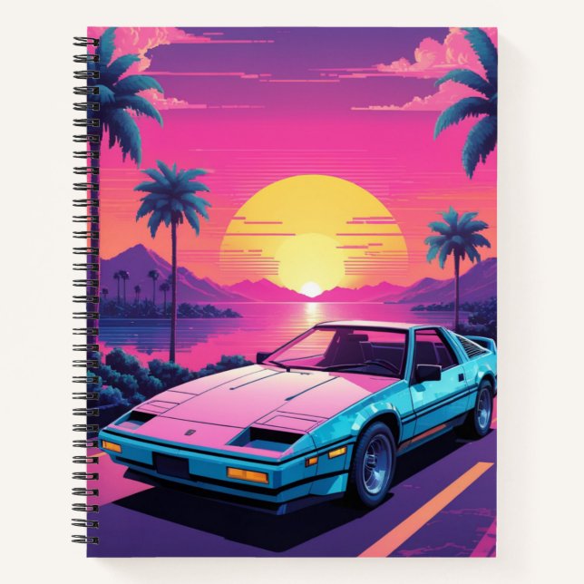 Vaporwave Futuristic Retro Sports Car Notebook Notizbuch (Vorderseite)