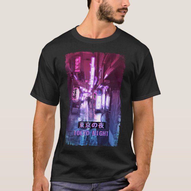 Vaporwave Japan Street Fashion Glitch Tokyo Night T-Shirt (Vorderseite)