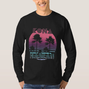 Vaporwave Kona Hawaii Sonnenuntergang Sonne Surfen T-Shirt