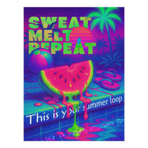 Vaporwave Neon 80er Tropische Wärme Poster
