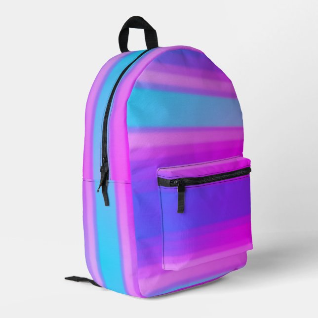 Vaporwave Pink und Blue Acrylic Paint Technology Bedruckter Rucksack (Rückseitige Ecke links)