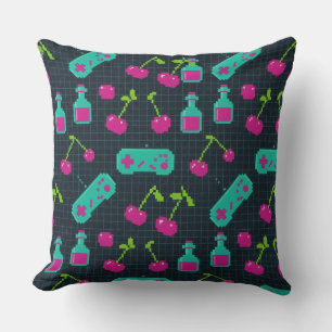 Vaporwave Retro Pixel Gaming Controller  Kissen
