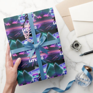 Vaporwave Roller Skate Geburtstagsparty Geschenkpapier