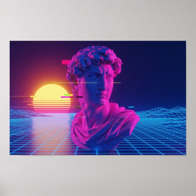 Vaporwave Roman Bust Poster (Vorne)