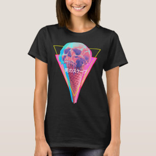 Vaporwave-Schädel-Schmelzen Eiscreme-Kronenzapfen- T-Shirt