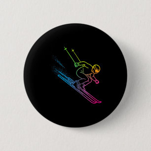 Vaporwave-Skifahrer Regenbogen-Gradient Retro-Wint Button