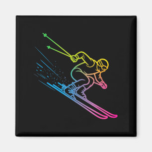 Vaporwave-Skifahrer Regenbogen-Gradient Retro-Wint Magnet