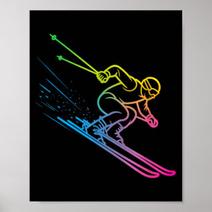 Vaporwave-Skifahrer Regenbogen-Gradient Retro-Wint Poster