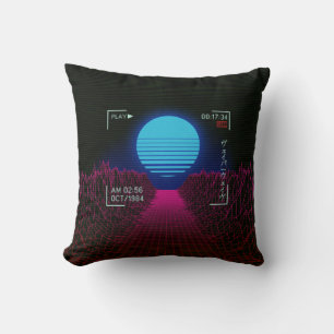 Vaporwave-Sonnenuntergang-Landschaft Kissen