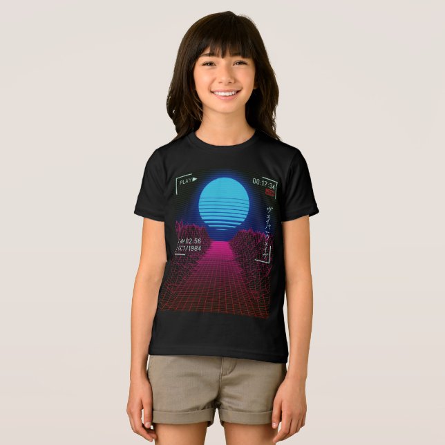 Vaporwave Sonnenuntergang Landschaft Tri-Blend Shirt (Vorderseite Voll)