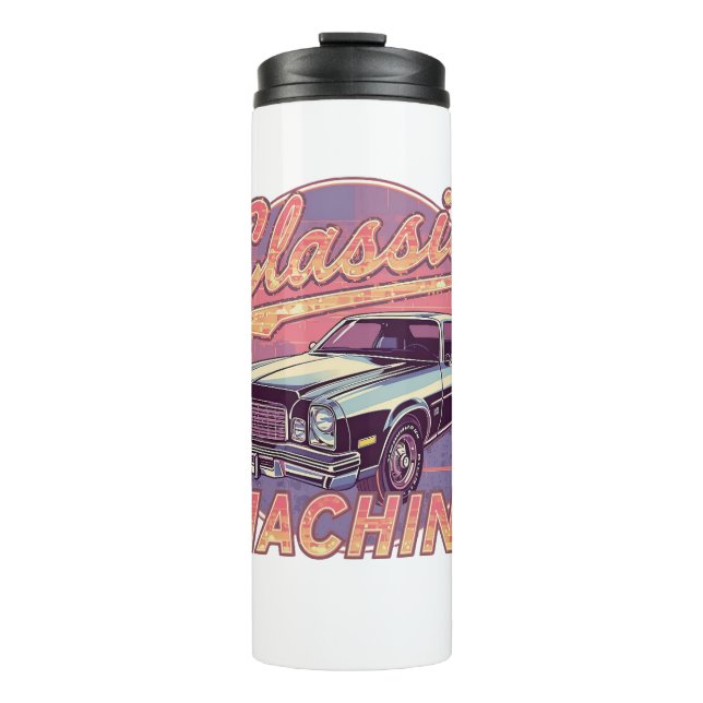 Vaporwave Style Classic Automobile Thermosbecher (Vorderseite)