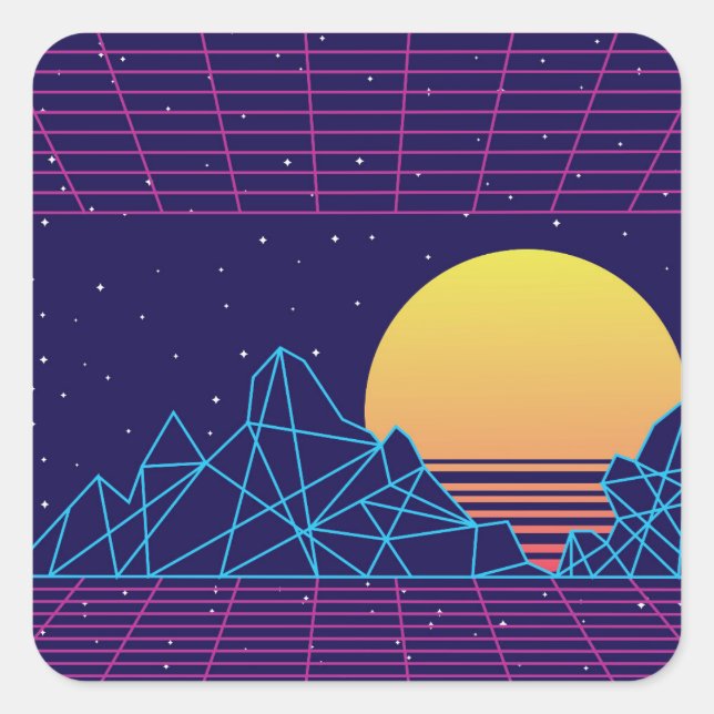 Vaporwave Sunset Quadratischer Aufkleber (Vorderseite)