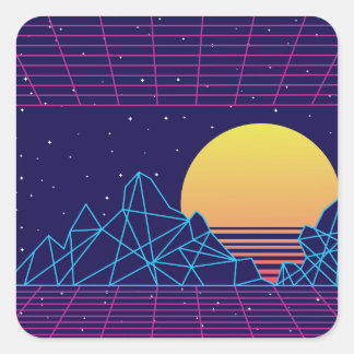 Vaporwave Sunset Quadratischer Aufkleber