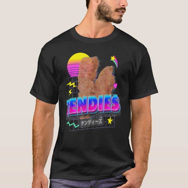 Vaporwave Tendies Chicken Tenders Japanisches Kanj T-Shirt (Vorderseite)