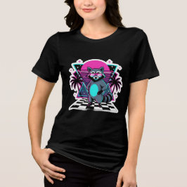 Vaporwave-Waschbär Retro-80er-Ästhetik Tri-Blend Shirt