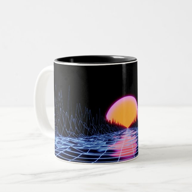 Vapourwave-Tasse Zweifarbige Tasse (Vorderseite Links)