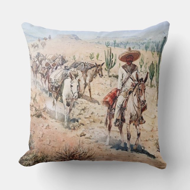 "Vaquero Pack Train" von Edward Borein Kissen (Vorderseite)