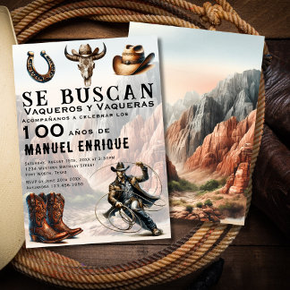 Vaquero Spanischer Western Cowboy Hat 100. Geburts Einladung
