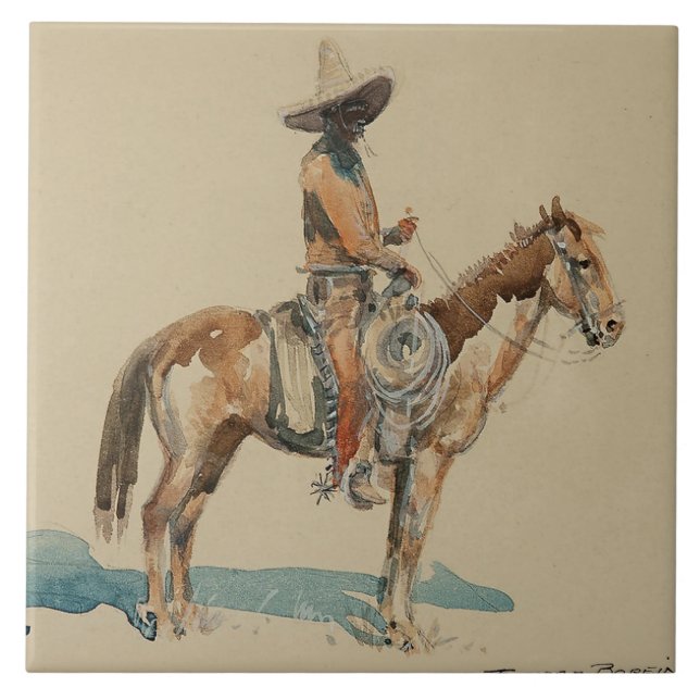 "Vaquero" Western Kunst, Dichtung und Musik Fliese (Vorderseite)