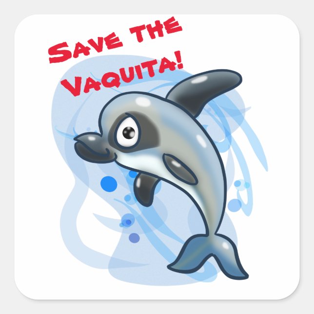 Vaquita gerettet quadratischer aufkleber (Vorderseite)