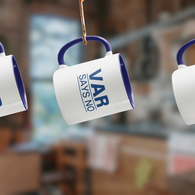 "VAR Dit Non" (Design Bleu) Mug De Football Drôle (Créateur téléchargé)
