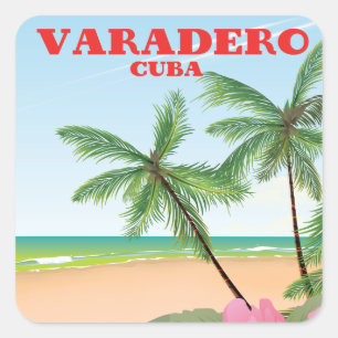 Varadero kubanisches Strand-Reiseplakat Quadratischer Aufkleber