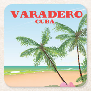 Varadero kubanisches Strand-Reiseplakat Rechteckiger Pappuntersetzer