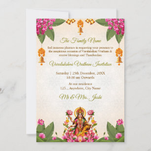 Varalakshmi Vratham Invitation Card, Invitation Pu