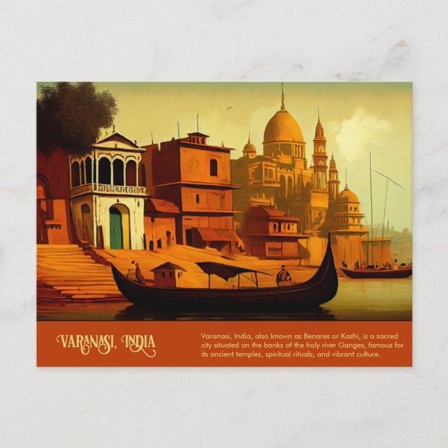 Varanasi India Painting Postkarte (Vorderseite)